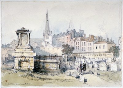 Veduta di Bunhill Row da Bunhill Fields, Finsbury, Islington, Londra, c1860 da Thomas Colman Dibdin