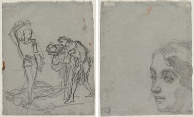 Duello dopo il Ballo in Maschera (recto); Testa di Donna (verso) da Thomas Couture