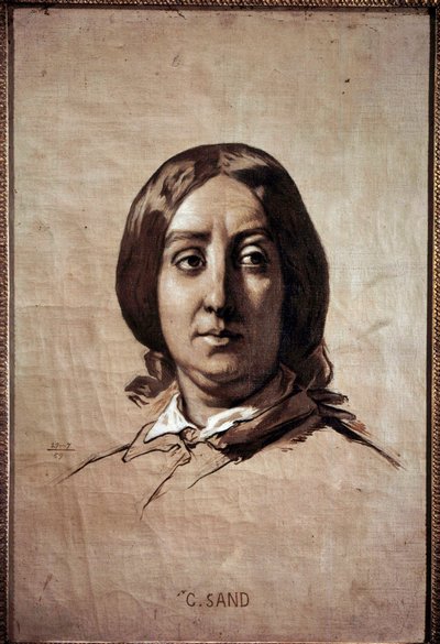 Ritratto di Georges Sand (1804-1876) (Aurore Dupin, Baronne Dudevant) scrittrice francese. Disegno di Thomas Couture (1815-1879) 1859. Versailles, museo del castello da Thomas Couture