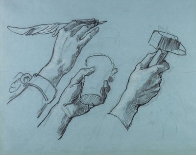 Trois Etudes de Mains (Tre studi di mani), c. 1876 da Thomas Couture