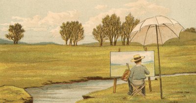 Vita domestica: bambino che dipinge nei terreni della tenuta da Thomas Crane