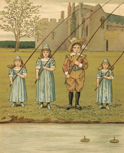 Vita domestica: Bambini che pescano nel fiume da Thomas Crane