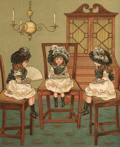 Vita domestica: Tre bambini seduti su sedie da Thomas Crane
