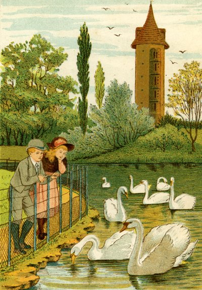 Zoo di Parigi - bambini che guardano i cigni da Thomas Crane
