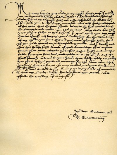 Lettera di Thomas Cranmer a Thomas Cromwell, Ford, 13 agosto 1537 da Thomas Cranmer