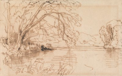 Un albero che sovrasta un fiume da Thomas Creswick
