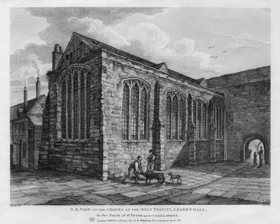 Vista nord-est della Cappella della Santissima Trinità, Leadenhall, Londra, 1825 da Thomas Dale