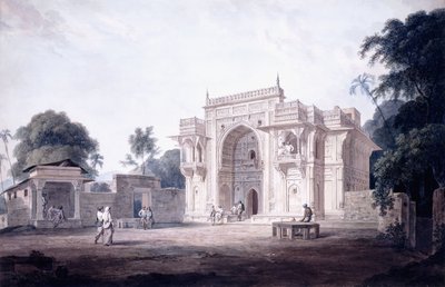 Una porta che conduce a una moschea, Chunargarh, Uttar Pradesh, c. 1789-90 da Thomas Daniell