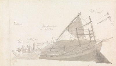 Barca da Pesca con Piccole Imbarcazioni Accanto da Thomas Daniell