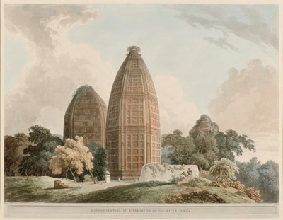 Templi indù a Bindrabund sul fiume Jumna da Thomas Daniell