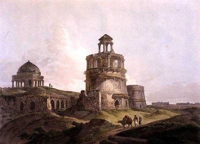 Resti di un antico edificio vicino alla Cotilla di Firoz Shah, Delhi, da 