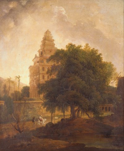 Viaggiatori su un sentiero vicino al Kalyan Mahal, Gingee, Tamil Nadu da Thomas Daniell