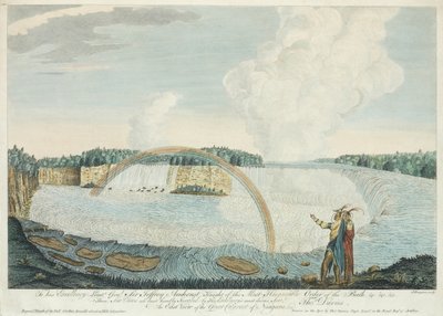 Vista orientale della Grande Cascata del Niagara, inciso da J. Fougeron, c.1763-68 da Thomas Davies