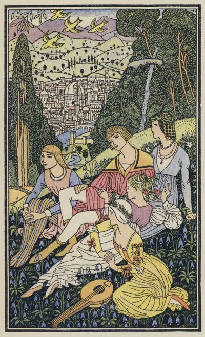 Illustrazione per Il Decamerone di Boccaccio (litografia a colori) da Thomas Derrick