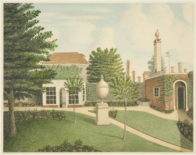 Veduta dei prati del giardino principale, casa estiva e stanza di sterilizzazione del suolo a 14 St James