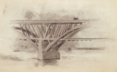 Disegno del ponte di Girard Avenue, verso schizzo di un remo, c. 1871 da Thomas Eakins