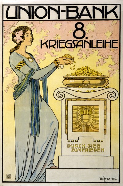 Campagna di raccolta fondi austriaca Union-Bank, 8. Kriegsanleihe; durch Sieg zum Frieden, pub. 1918 da Thomas Fasche
