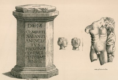 Un piedistallo e frammento della statua di Ercole di manifattura romana da Thomas Fisher Hoxton