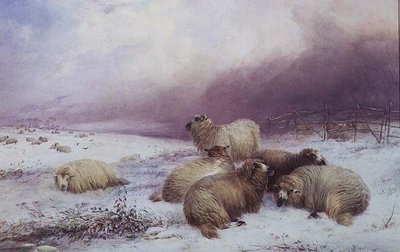 Paesaggio invernale con pecore da Thomas Francis Wainewright