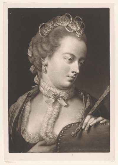 Donna con colletto di pizzo, diadema e ventaglio da Thomas Frye