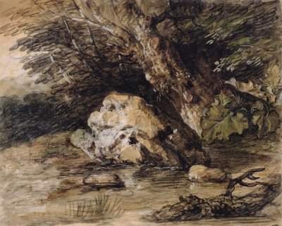 Paesaggio collinare con figure che si avvicinano a un ponte, c.1763 da Thomas Gainsborough