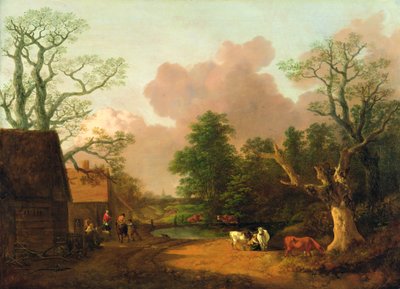 Paesaggio con Figure, Edifici Agricoli e una Lattaia, c.1754-6 da Thomas Gainsborough