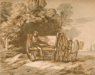 Ragazzo con un carretto. - Schizzo con penna e lavaggio da Thomas Gainsborough