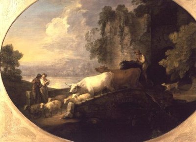 Bovini che attraversano un ponte da Thomas Gainsborough