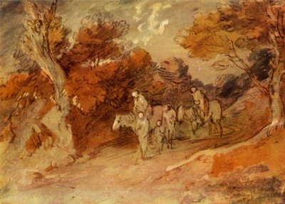 Figure e cavalli in una strada di campagna, metà-fine XVIII secolo da Thomas Gainsborough