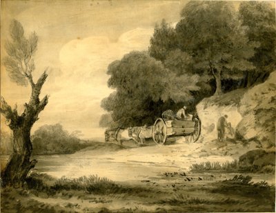 Figure con carro a bordo strada, disegno di Thomas Gainsborough da Thomas Gainsborough