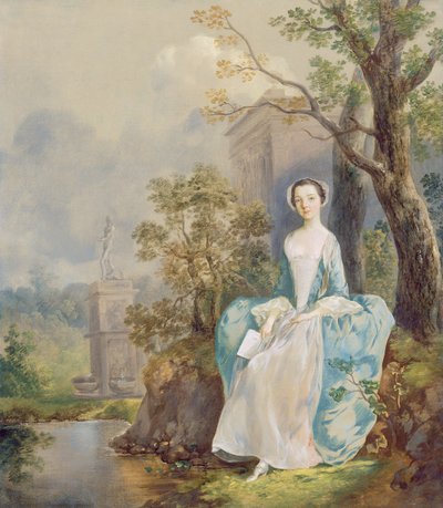 Ragazza con un libro seduta in un parco, c.1750 da Thomas Gainsborough
