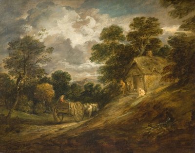 Paesaggio con cottage e carro da Thomas Gainsborough