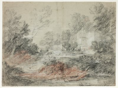 Paesaggio con edifici vicino a un ruscello da Thomas Gainsborough
