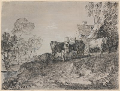 Paesaggio con Bestiame vicino a un Cottage da Thomas Gainsborough