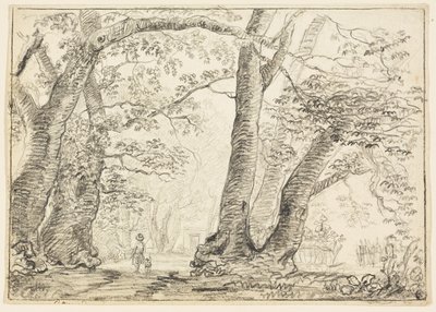 Uomo con cane nella foresta da Thomas Gainsborough