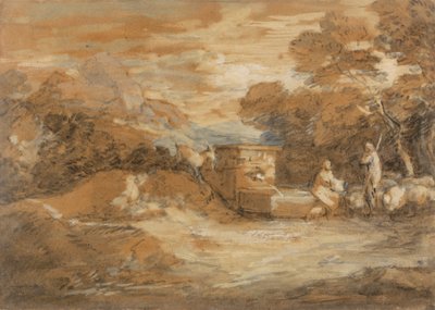 Paesaggio Montano con Figure, Pecore e Fontana da Thomas Gainsborough