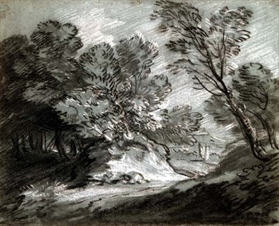 Paesaggio Boschivo con una Montagna Distante da Thomas Gainsborough