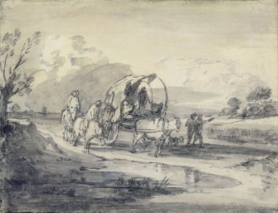 Paesaggio aperto con pastore e carro coperto, c.1780-85 da Thomas Gainsborough