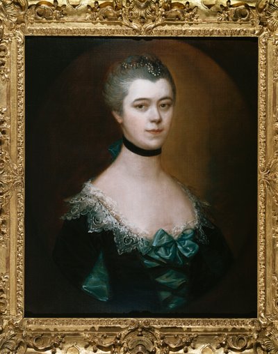 Ritratto della Contessa di Sussex, busto, in un vestito blu con rifiniture nere da Thomas Gainsborough