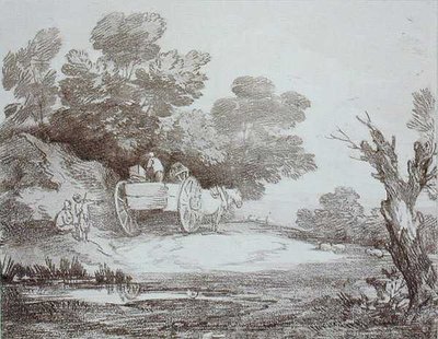 Paesaggio boscoso, carrozza di campagna e figure (incisione) da Thomas Gainsborough