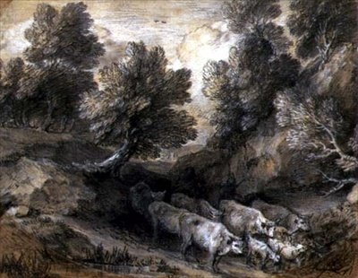 Paesaggio boscoso con bovini e capre, c.1768-72 da Thomas Gainsborough