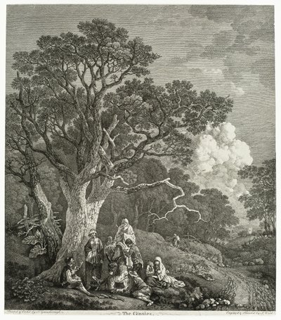 Paesaggio boscoso con zingari raccolti attorno a un fuoco da Thomas Gainsborough