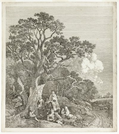 Paesaggio Boschivo con Zingari Raccolti Attorno a un Fuoco da Thomas Gainsborough
