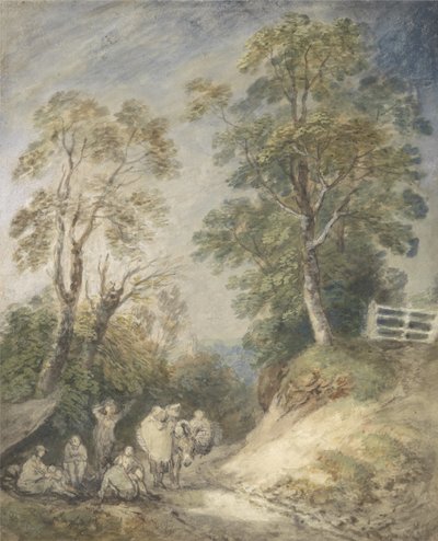 Paesaggio boscoso con accampamento di zingari, c.1760-65 da Thomas Gainsborough