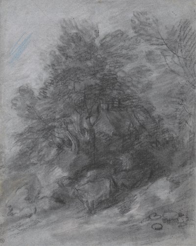 Paesaggio boscoso con pastore, mucche e cottage da Thomas Gainsborough