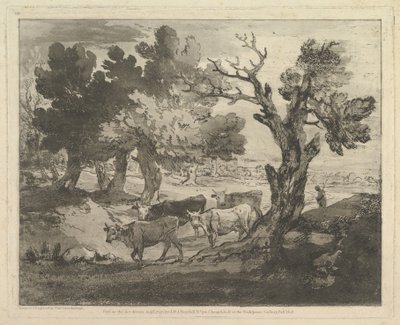 Paesaggio boscoso con mandriani e mucche da Thomas Gainsborough