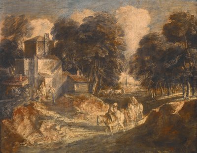 Waldlandschaft mit berittenen Bauern da Thomas Gainsborough