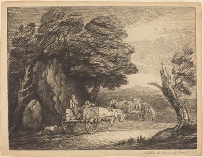 Paesaggio boscoso con due carri e figure da Thomas Gainsborough