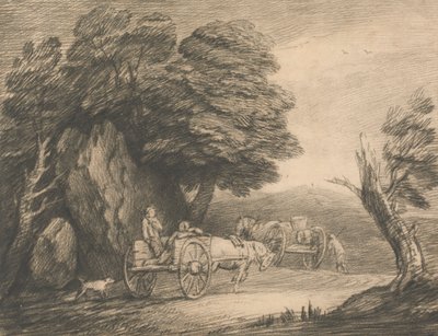 Paesaggio boscoso con due carri di campagna e figure da Thomas Gainsborough