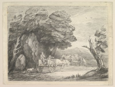 Paesaggio boscoso con due carri e figure, 1 agosto 1797 da Thomas Gainsborough